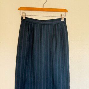 Vintage Teal and Fuchsia Pinstripe 80s Office Knee Length Skirt Size 4